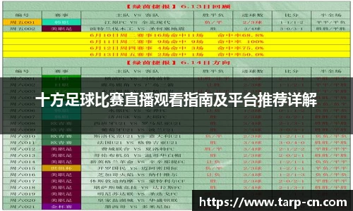 十方足球比赛直播观看指南及平台推荐详解