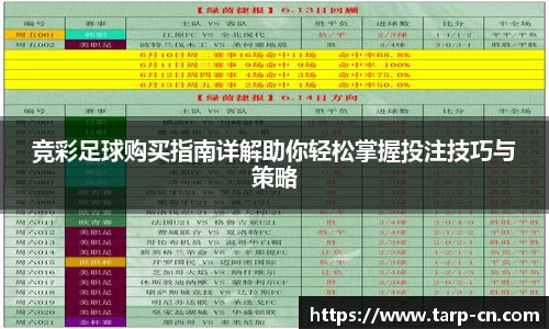 竞彩足球购买指南详解助你轻松掌握投注技巧与策略